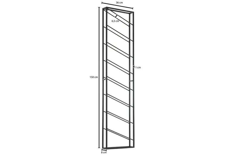 Vinställ Wohnling väggmonterad, plats för 8 flaskor, pulverlackerad metall, industriell loftstil Svart - Svart - Hushåll - Servering & Dukning - Karaff & tillbringare - Glasflaska