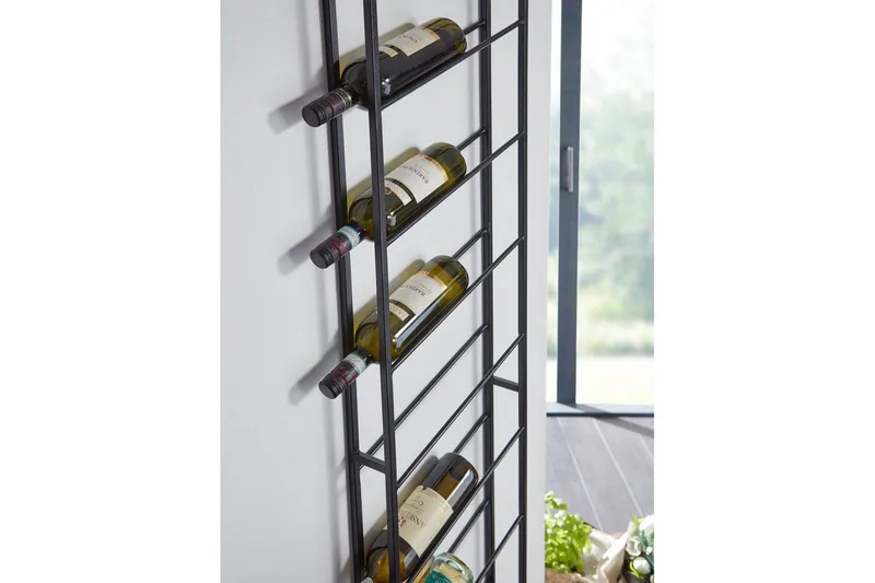 Vinställ Wohnling väggmonterad, plats för 8 flaskor, pulverlackerad metall, industriell loftstil Svart - Svart - Hushåll - Servering & Dukning - Karaff & tillbringare - Glasflaska