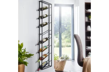 Vinställ Wohnling väggmonterad, plats för 8 flaskor, pulverlackerad metall, industriell loftstil Svart - Svart - Förvaring - Hylla - Förvaringshylla - Vinställ & vinhylla