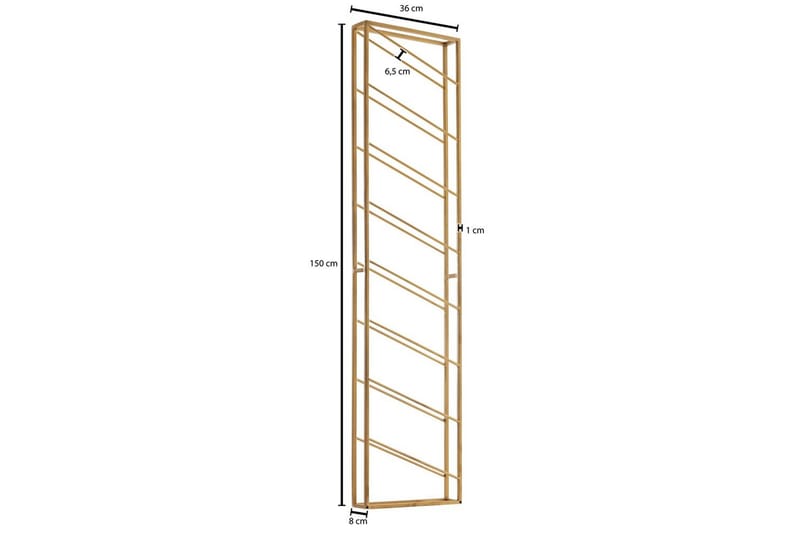 Vinställ Wohnling väggmonterad, plats för 8 flaskor, pulverlackerad metall, industriell loftstil Guld - Guld - Hushåll - Servering & Dukning - Karaff & tillbringare - Glasflaska