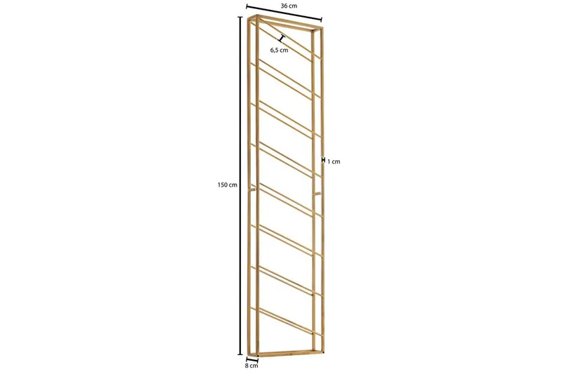 Vinställ Wohnling väggmonterad, plats för 8 flaskor, pulverlackerad metall, industriell loftstil Guld - Guld - Förvaring - Hylla - Förvaringshylla - Vinställ & vinhylla