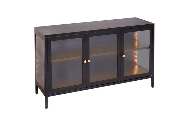 Vitrinskåp med LED Newport Svart - Svart - Hushåll - Servering & Dukning - Karaff & tillbringare - Glasflaska