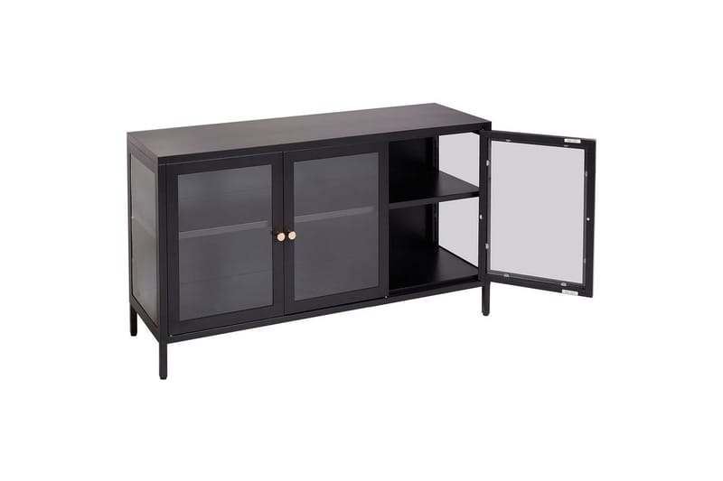 Vitrinskåp med LED Newport Svart - Svart - Hushåll - Servering & Dukning - Karaff & tillbringare - Glasflaska