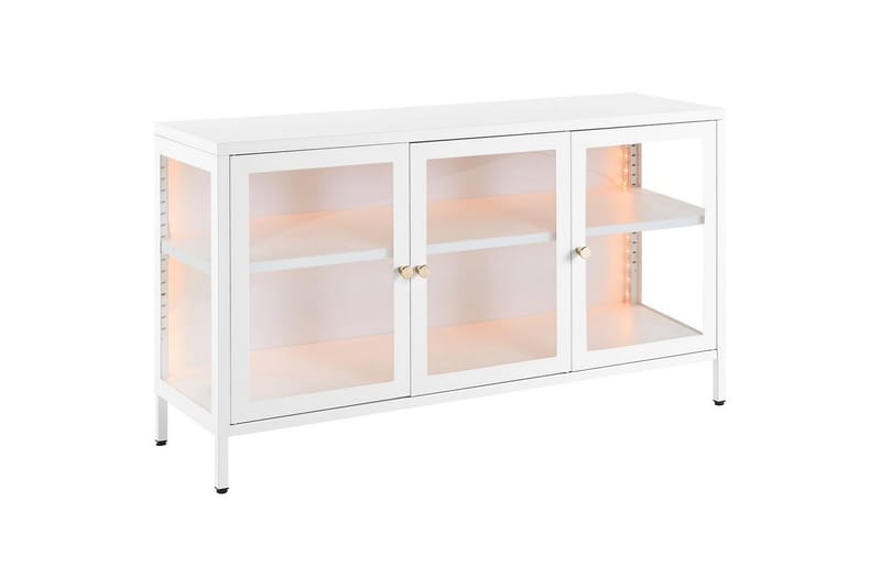 Vitrinskåp med LED Newport Vit - Vit - Hushåll - Servering & Dukning - Karaff & tillbringare - Glasflaska