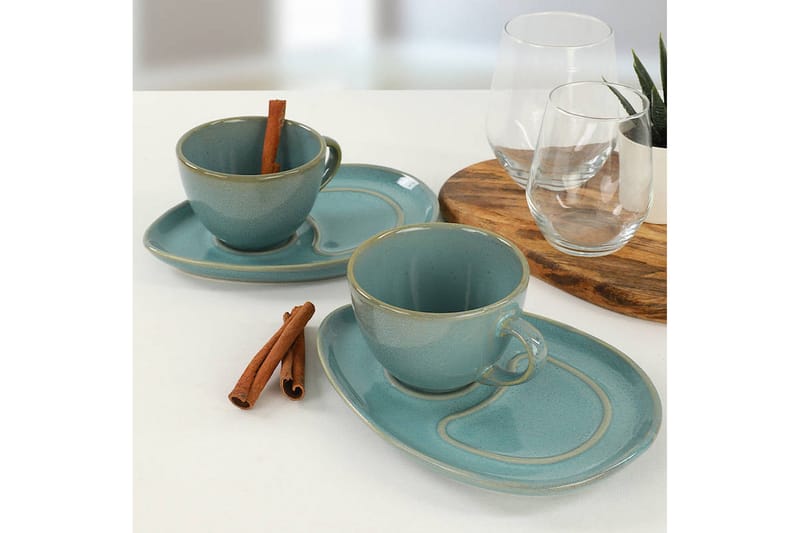 Kaffeservis 4-pack - Turkos - Hushåll - Servering & Dukning - Muggar & koppar - Kaffekopp & kaffemugg