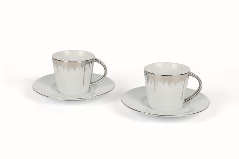 Majrula Kaffekopp 4-delar - Vit/Silver - Kaffekopp & kaffemugg - Porslin - Muggar & koppar