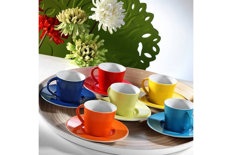 Mavrica Kaffekopp 12-delar - Flerfärgad - Kaffekopp & kaffemugg - Porslin - Muggar & koppar