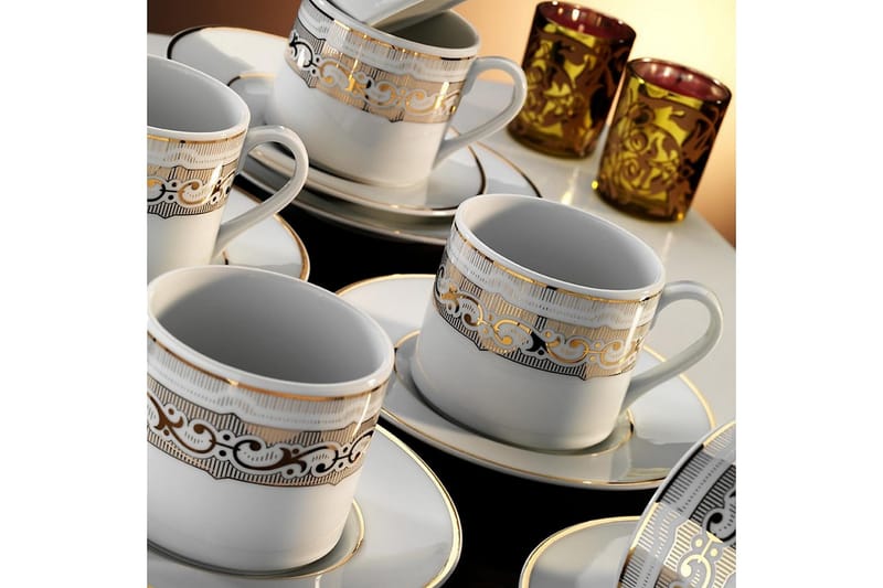 Adine Kaffekoppset 12 Delar - Porslin/Vit - Kaffekopp & kaffemugg - Muggar & koppar - Porslin
