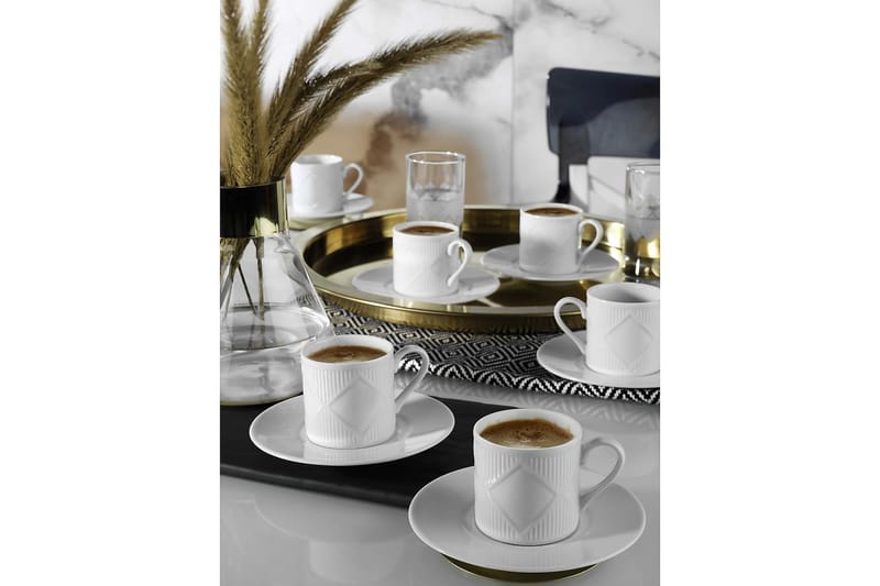 Adine Kaffekoppset 12 Delar - Porslin/Vit - Hushåll - Servering & Dukning - Porslin