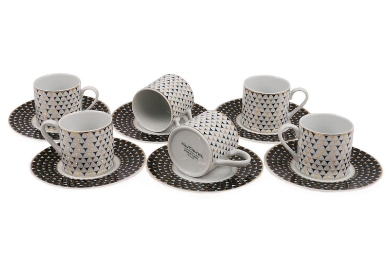 Adine Kaffeservis 12 Delar Porslin - Vit/Lila - Kaffekopp & kaffemugg - Porslin - Muggar & koppar