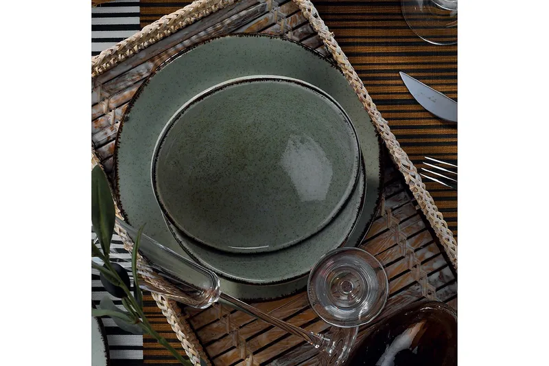 Adine Tallriksset 24 Delar - Porslin/Grön - Hushåll - Servering & Dukning - Porslin