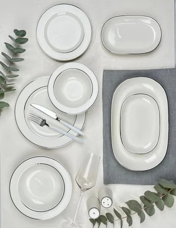 Platin Middagsservis (53 delar) 53x33x36 cm - vit/silver - Hushåll - Servering & Dukning - Porslin