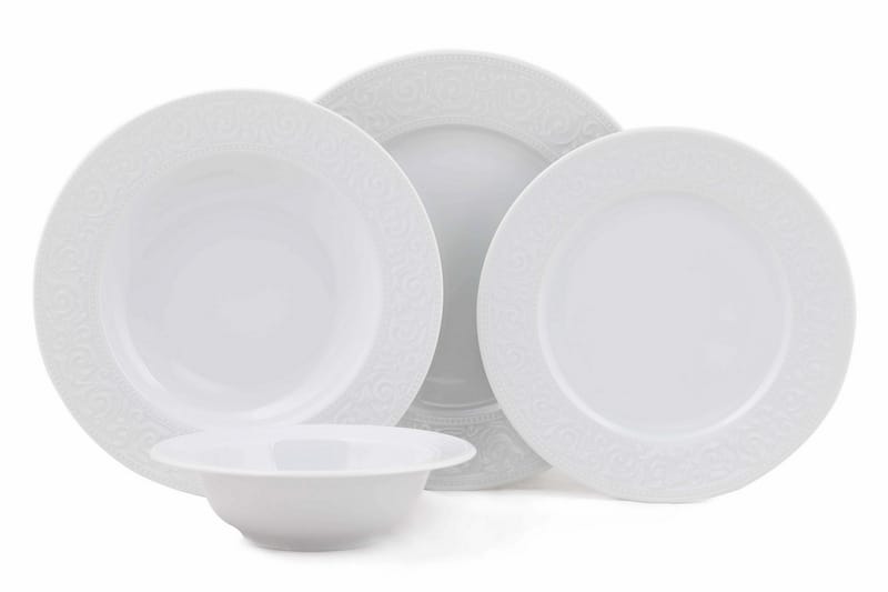Adine Middagsservis 24 Delar Porslin - Vit - Hushåll - Servering & Dukning - Tallrikar & skålar