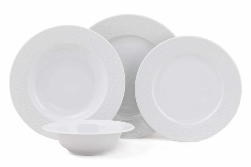 Adine Middagsservis 24 Delar Porslin - Vit - Tallrikar & skålar - Porslin - Porslin servis