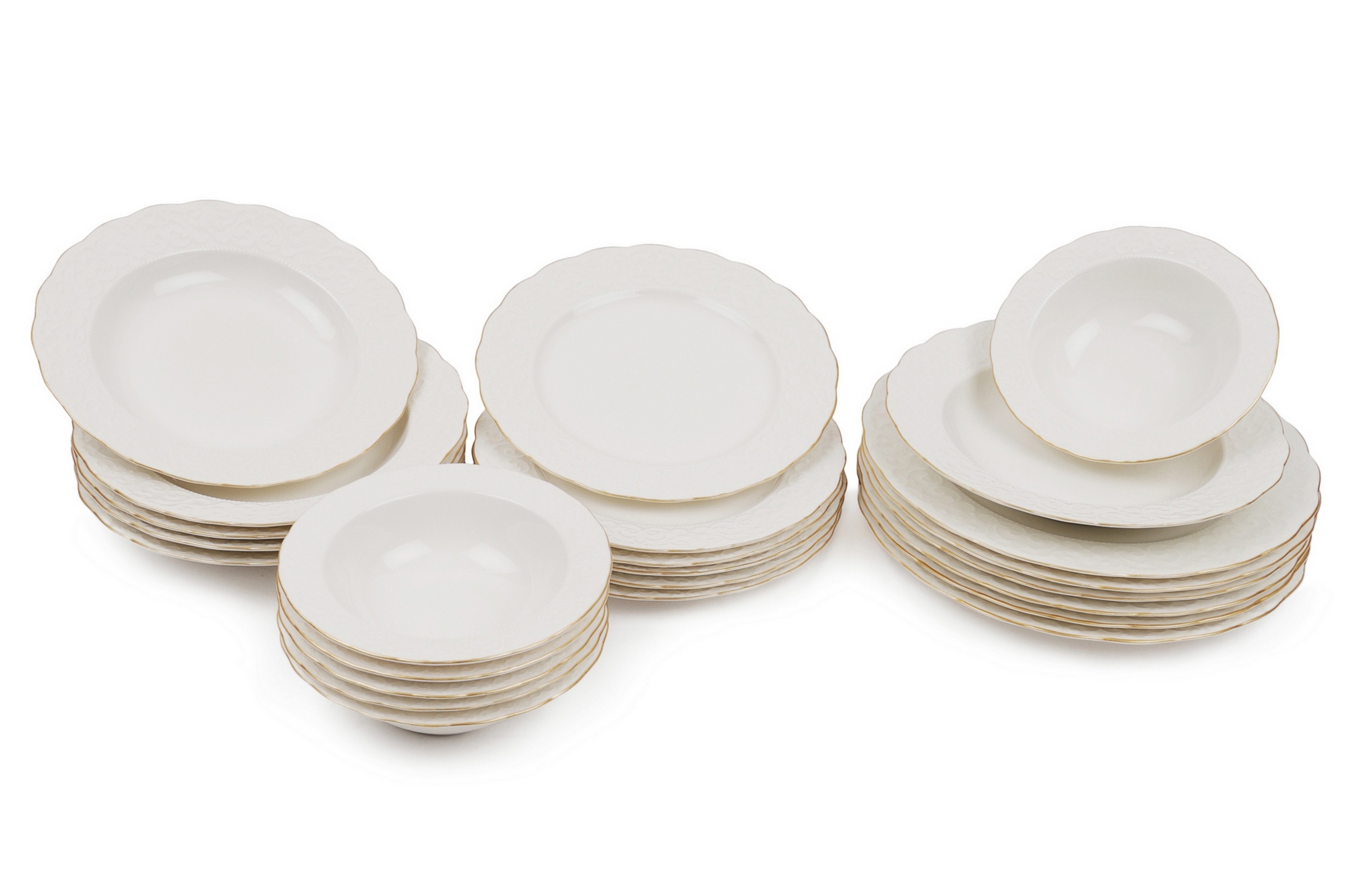 REA/Black Friday Adine Middagsservis 24 Delar Porslin - Vit/Guld Tallrikar & skålar Vit,Guld Keramiskt material