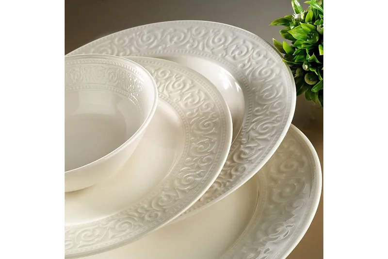 Adine Middagsservis 24 Delar Porslin - Vit - Hushåll - Servering & Dukning - Tallrikar & skålar