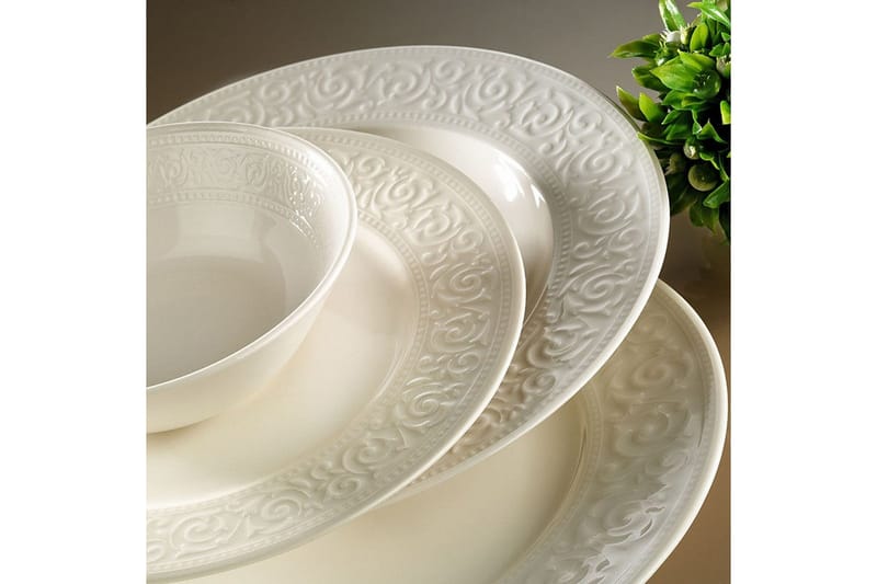 Adine Middagsservis 24 Delar Porslin - Vit - Hushåll - Servering & Dukning - Tallrikar & skålar