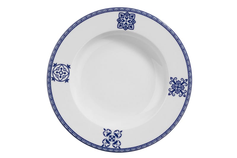 Adine Middagsservis 24 Delar Porslin - Vit/Blå - Porslin - Tallrikar & skålar - Porslin servis