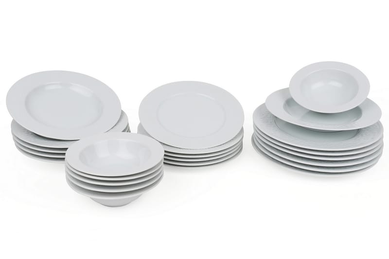 Adine Middagsservis 24 Delar Porslin - Vit - Hushåll - Servering & Dukning - Tallrikar & skålar