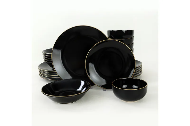 Maman Servis 26 cm - Svart/Guld - Hushåll - Servering & Dukning - Tallrikar & skålar