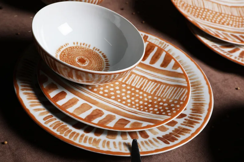 Masar Servis - Brun/Vit - Hushåll - Servering & Dukning - Tallrikar & skålar