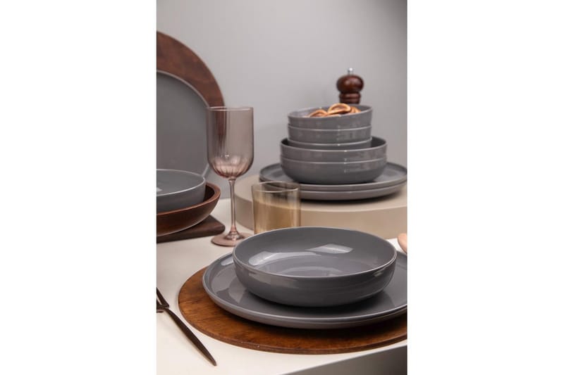 Middagset (12 delar) Athodna Antracit - Antracit - Hushåll - Servering & Dukning - Tallrikar & skålar - Serviser & tallrikar set