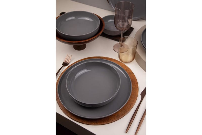 Middagset (12 delar) Athodna Antracit - Antracit - Hushåll - Servering & Dukning - Tallrikar & skålar - Serviser & tallrikar set