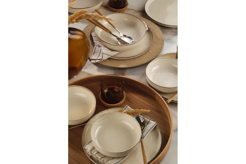 Middagset (12 delar) Lomara kräm - Cremevit - Hushåll - Servering & Dukning - Tallrikar & skålar - Serviser & tallrikar set