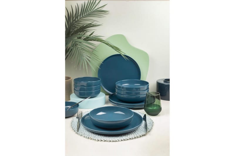 Middagset (12 delar) Prynn mörkblå - Mörkblå - Hushåll - Servering & Dukning - Tallrikar & skålar - Serviser & tallrikar set