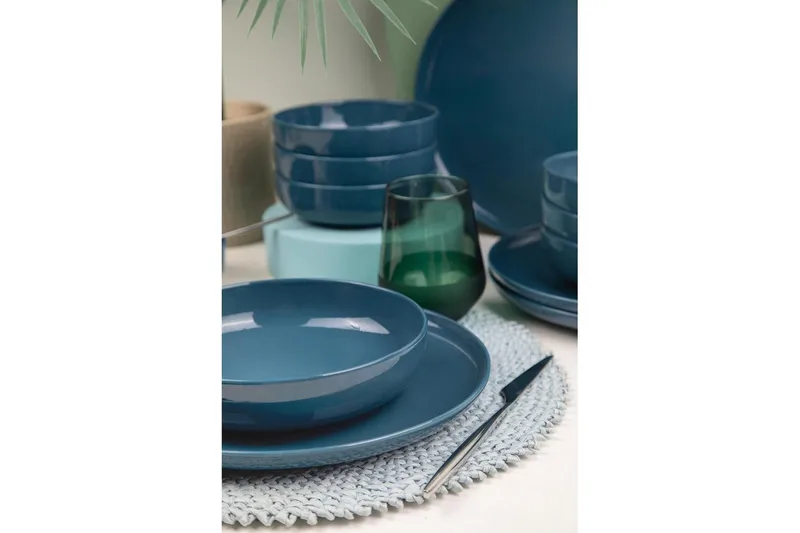 Middagset (12 delar) Prynn mörkblå - Mörkblå - Hushåll - Servering & Dukning - Tallrikar & skålar - Serviser & tallrikar set