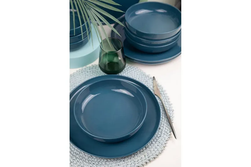 Middagset (12 delar) Prynn mörkblå - Mörkblå - Hushåll - Servering & Dukning - Tallrikar & skålar - Serviser & tallrikar set