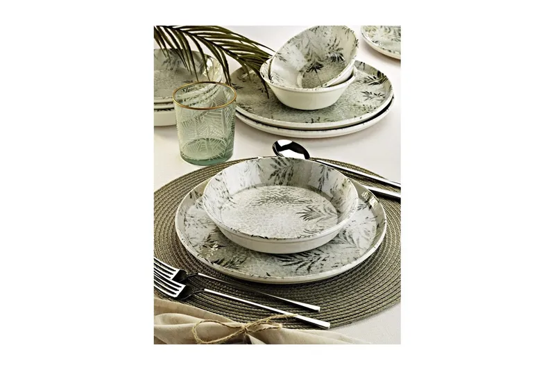 Middagset (18 delar) Haruka Vit / Antracit - Vit/Antracit - Hushåll - Servering & Dukning - Tallrikar & skålar - Serviser & tallrikar set