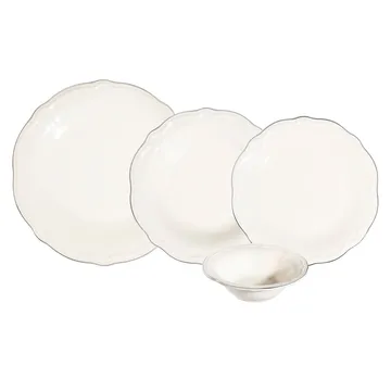 Platin Middagsservis (24 delar) 32x36x41 cm - Vit/silver - Hushåll - Servering & Dukning - Tallrikar & skålar
