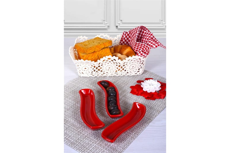 Tallriksset 3-pack - Röd - Hushåll - Servering & Dukning - Tallrikar & skålar - Serviser & tallrikar set