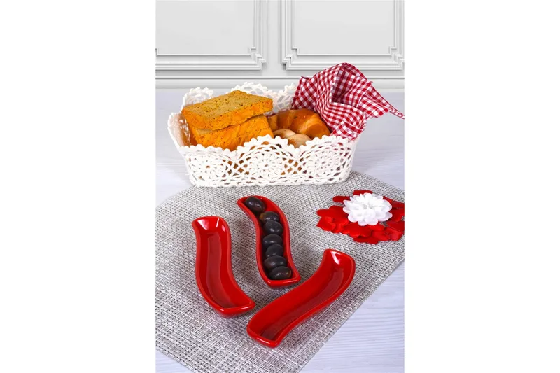 Tallriksset 3-pack - Röd - Hushåll - Servering & Dukning - Tallrikar & skålar - Serviser & tallrikar set