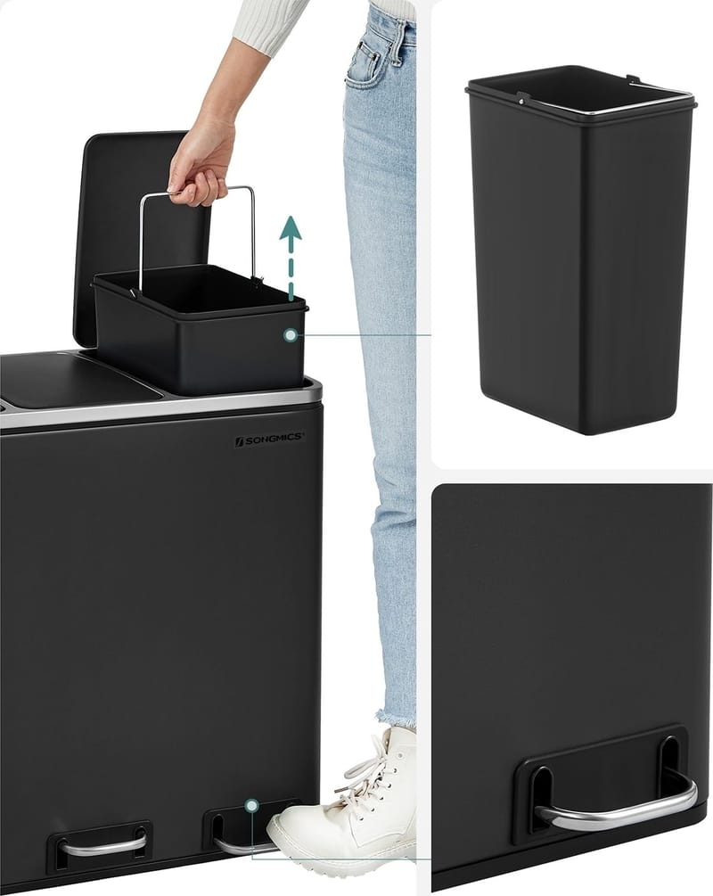 Daloa soptunna 54 l - Svart - Svart - Hushåll - Städ & klädvård - Källsortering & avfallshantering