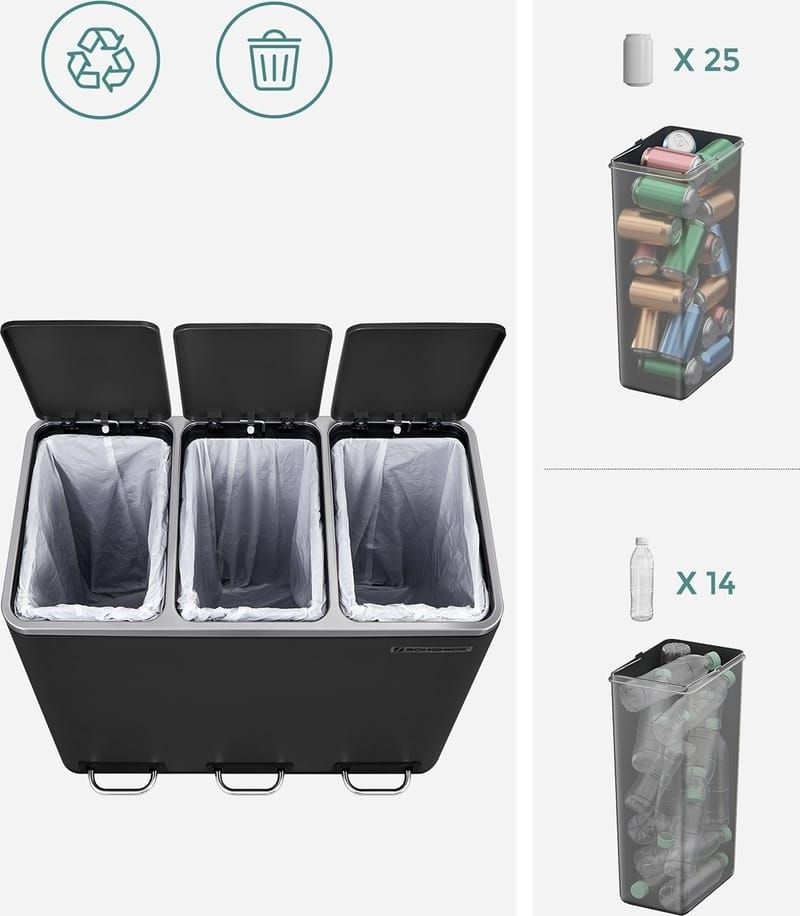 Daloa soptunna 54 l - Svart - Svart - Hushåll - Städ & klädvård - Källsortering & avfallshantering