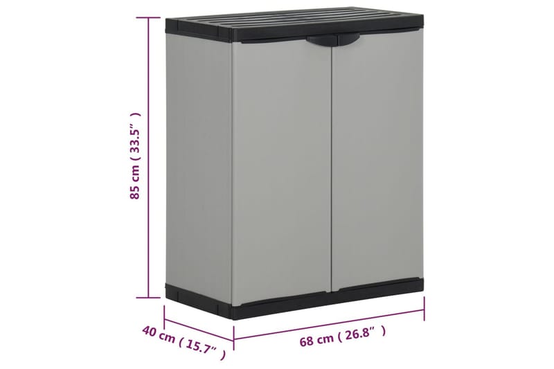beBasic Trädgårdsavfallsskåp grå och svart 68x40x85 cm PP - Grey - Hushåll - Städ & klädvård - Källsortering & avfallshantering