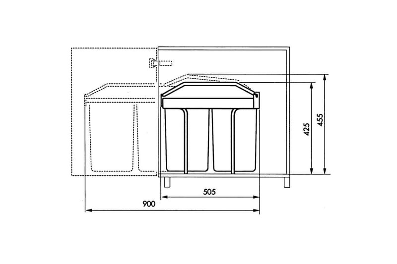 Hailo Sophink för skåp Multi-Box Duo strl L 2x14 L gräddvit - Papperskorg