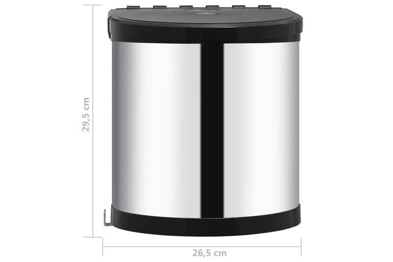 Inbyggd sophink rostfritt stål 12 L - Silver - Hushåll - Städ & klädvård - Källsortering & avfallshantering