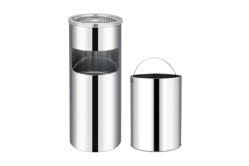 Askfat/soptunna 30 L rostfritt stål - Silver - Hushåll - Städ & klädvård - Källsortering & avfallshantering