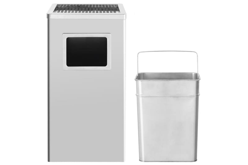 Askfat/soptunna 45 L rostfritt stål - Silver - Hushåll - Städ & klädvård - Källsortering & avfallshantering
