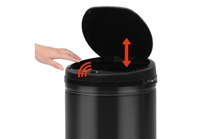Soptunna med automatisk sensor 30 L kolstål svart - Svart - Soptunna & avfallskärl