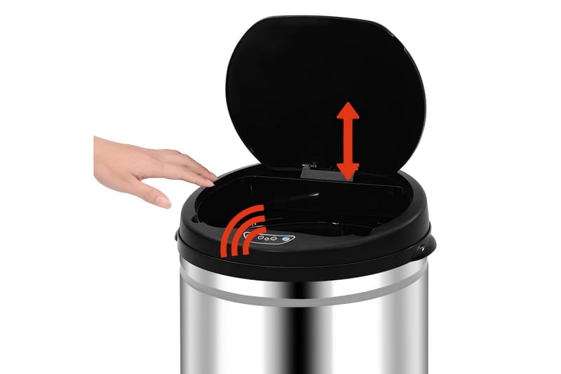 Soptunna med automatisk sensor 50 L rostfritt stål - Silver - Hushåll - Städ & klädvård - Källsortering & avfallshantering