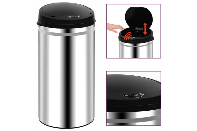 Soptunna med automatisk sensor 50 L rostfritt stål - Silver - Hushåll - Städ & klädvård - Källsortering & avfallshantering