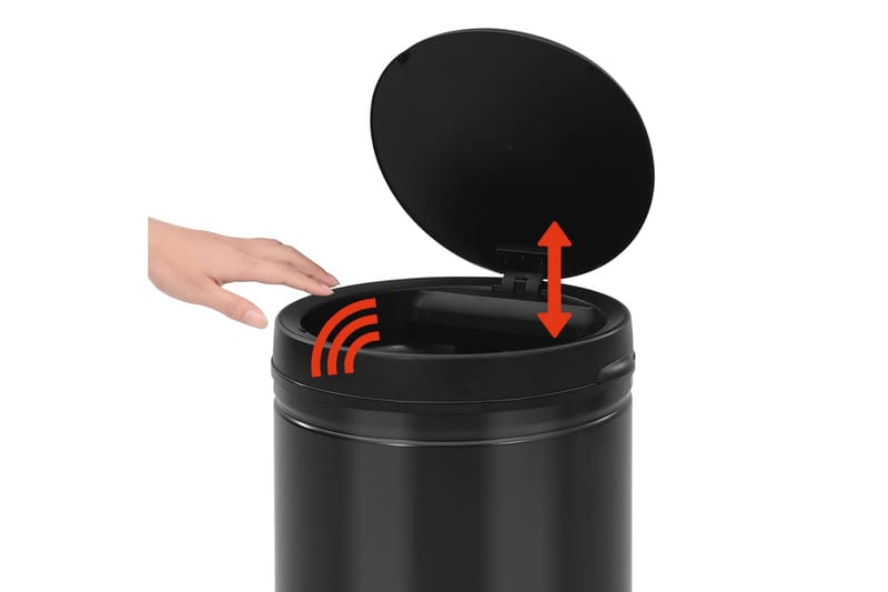 Soptunna med automatisk sensor 60 L kolstål svart - Svart - Hushåll - Städ & klädvård - Källsortering & avfallshantering