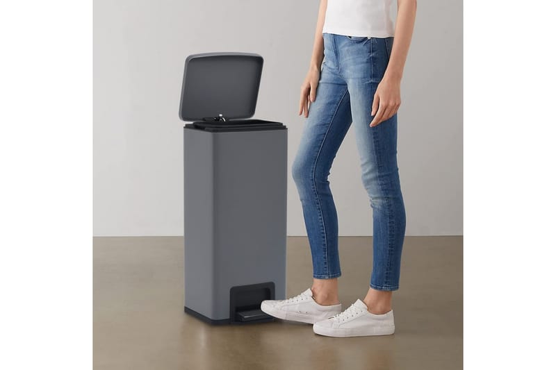 Soptunna med pedal anti-fingeravtryck 30 L grå rostfritt stå - Grå - Hushåll - Städ & klädvård - Källsortering & avfallshantering