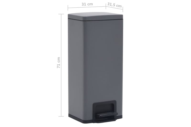 Soptunna med pedal anti-fingeravtryck 30 L grå rostfritt stå - Grå - Hushåll - Städ & klädvård - Källsortering & avfallshantering