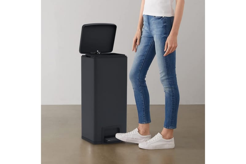 Soptunna med pedal anti-fingeravtryck 30 L svart rostfritt s - Svart - Hushåll - Städ & klädvård - Källsortering & avfallshantering