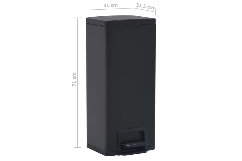 Soptunna med pedal anti-fingeravtryck 30 L svart rostfritt s - Svart - Hushåll - Städ & klädvård - Källsortering & avfallshantering